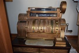 Amazingly beautiful 1912 antique brass National Cash Register formerly used in a furniture store on Broadway in Minneapolis&nbsp;