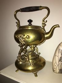 Antique brass teapot and warmer