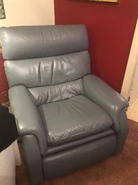 leather center  recliner- in a slate blue- so comfy :))