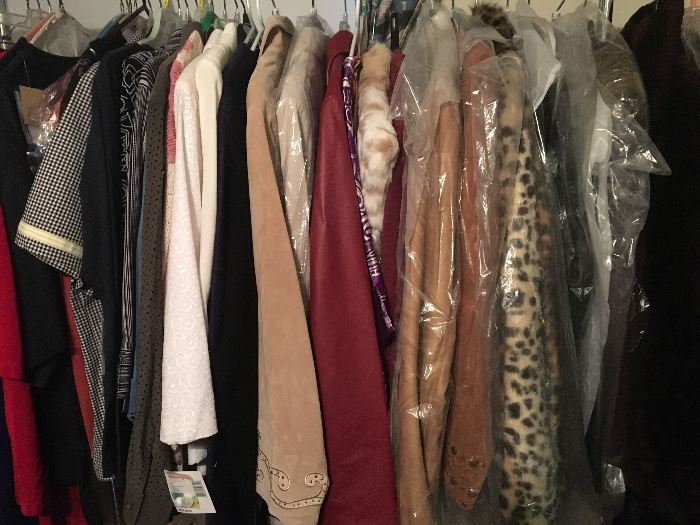  lots of brand new w/ tags on  plus size ladies leather -suede or faux fur coats/jackets- vests- 