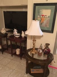 several solid wood  end /occasional tables 
