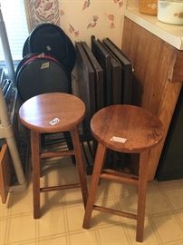  2 solid wood stools -  & more