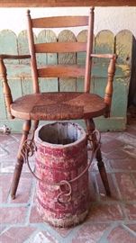 Primitive bucket and chair
