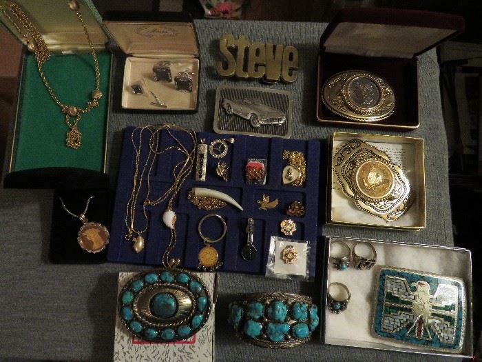 Silver, Turquoise Indian Jewelry, charms, belt buckles, necklaces