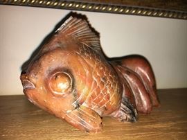 Antique Asian soapstone Koi