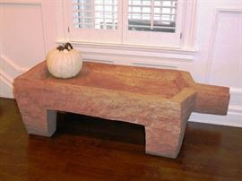 Primitive Hand Carved Grain Mashing Table
