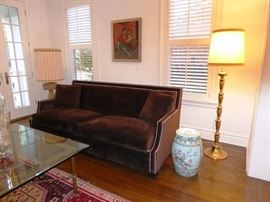 Bernhardt Ultrasuede Sofa w/ Nailhead Detail - Pair