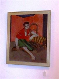 Simone Ramel Oil on Canvas of Seated Woman