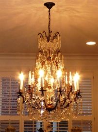 Italian Crystal/Iron 8 Light Chandelier - Stunning!