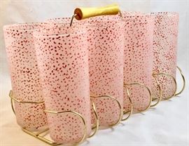 Pink Confetti Tumblers with Caddy