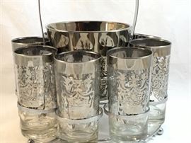 Queens Lusterware Glasses, Ice Bucket