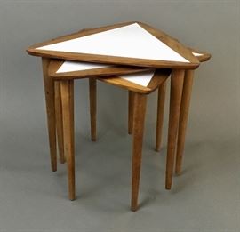  Arthur Umanoff Walnut Nesting Tables