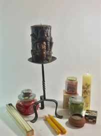 Vintage Gunter Candle, Stand and unused candles. 