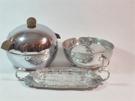 Hammered Aluminum and Chrome Penguin Bowl