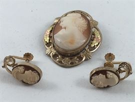 Vintage Cameo Earrings & Pendent 