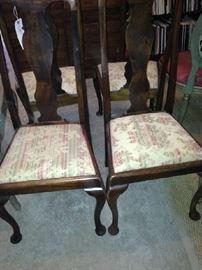 4 Antique Queen Anne Side Chairs
