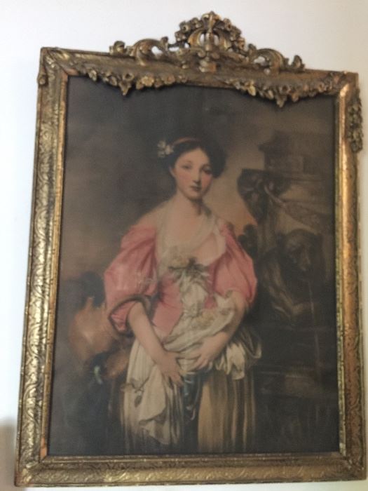 Antique lithograph in original gilt frame