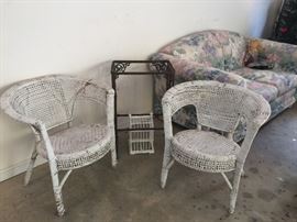 The wrought iron piece is sold, wicker available