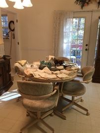 Dinette set with more vintage linens