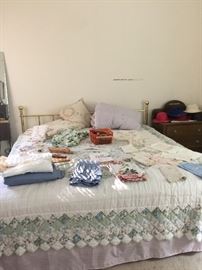 King size bed and linens