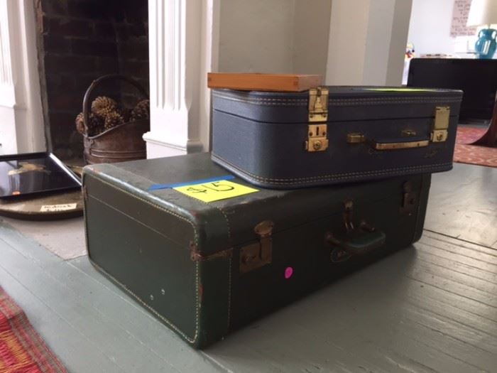 two great suitcases, big green $15, little blue $10