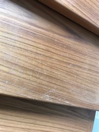 Danish Modern teak nesting tables by Vejle Stole Mobelfabrik.  Measure 24.5" x 15.75" x 18" tall down to 19,5" x 15.75" x 15" tall