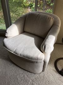 Swivel club chair upholstered to match love seat