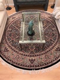 Beautiful 103" diameter wool oriental rug
