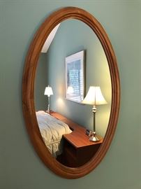 Oval teak mirror made in Denmark 37.5" x 24"