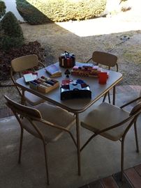 Vintage folding game table with a nice collection of games!