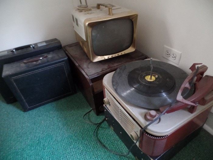 Vintage record players and tvs