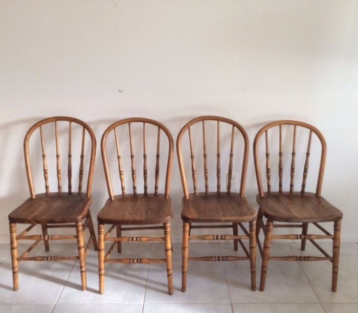 4 antique spindle back chairs