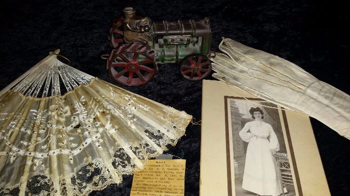 Antique diecast tractor. 1904 wedding items