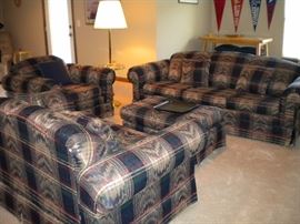 Living room set - sofabed, loveseat, chair and ottoman
