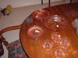 Pink depression glass
