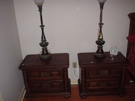 Pair of matching night stands;pair matching lamps