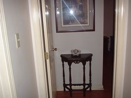 Walnut hall table; beautiful picture