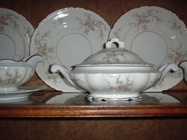 Beautiful set of Arcadian "Old Rose" china with serving pieces