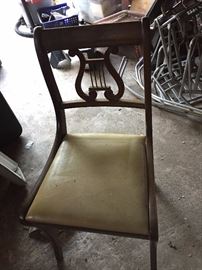 Set of 6, and antique dining table not shown as there is a bunch of stuff on it right now