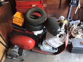 1963 Allstate 125, disassembled, 95% complete.  Piaggio Vespa scooter sold by Sears with Allstate badge.  My first scooter, won awards in its glory days.