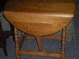 solid maple drop leaf end table. Stamped