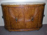 Travertine Top. Line Drawers inside of doors.