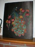 Embroidery on Silk. Mounted on Lipton Tea Advertisement as backing.