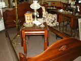 Walnut Drop Leaf Table. Brass Coat Rack, Elgin Sewing Machine.