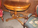 Beautiful Game table with burl fold down top and leather inside game table. Stunning.