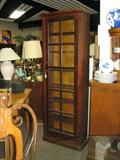 Walnut Curio cabinet or book shelves with glass doors.