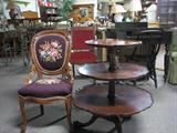 3 Teir Dumbwater 3 elegantly carved legs walnut table.