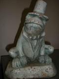 concrete lawn frog with top hat
