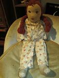 Hand Made Cloth Doll 24" Red Braids