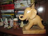 Chalk Elephant Lamp with wire shade base